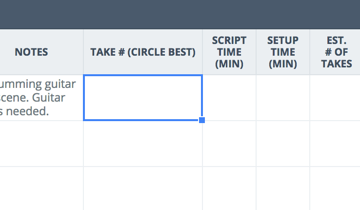 Ultimate Shot List Template - Take Number - StudioBinder