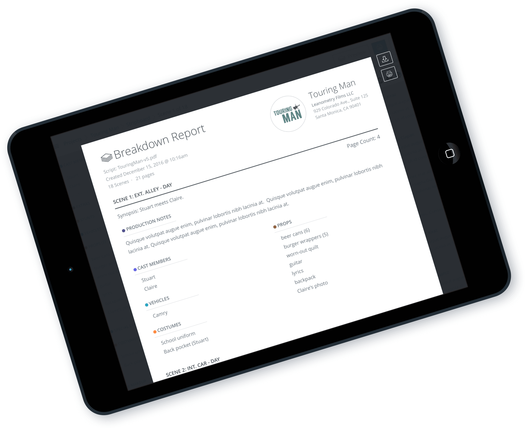 Video Film and TV Production Management Software - Film Production Scheduling Software - Print Stripboard - StudioBinder