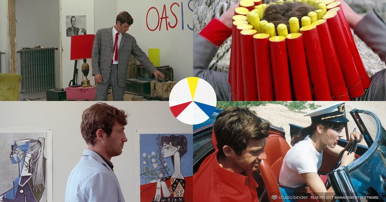 How to Use Color in Film - Example of Movie Color Palette and Schemes - Triadic Colors - Pierrot le Fou-min How to Use Color in Film - Example of Movie Color Palette and Schemes - Triadic Colors - Pierrot le Fou-min