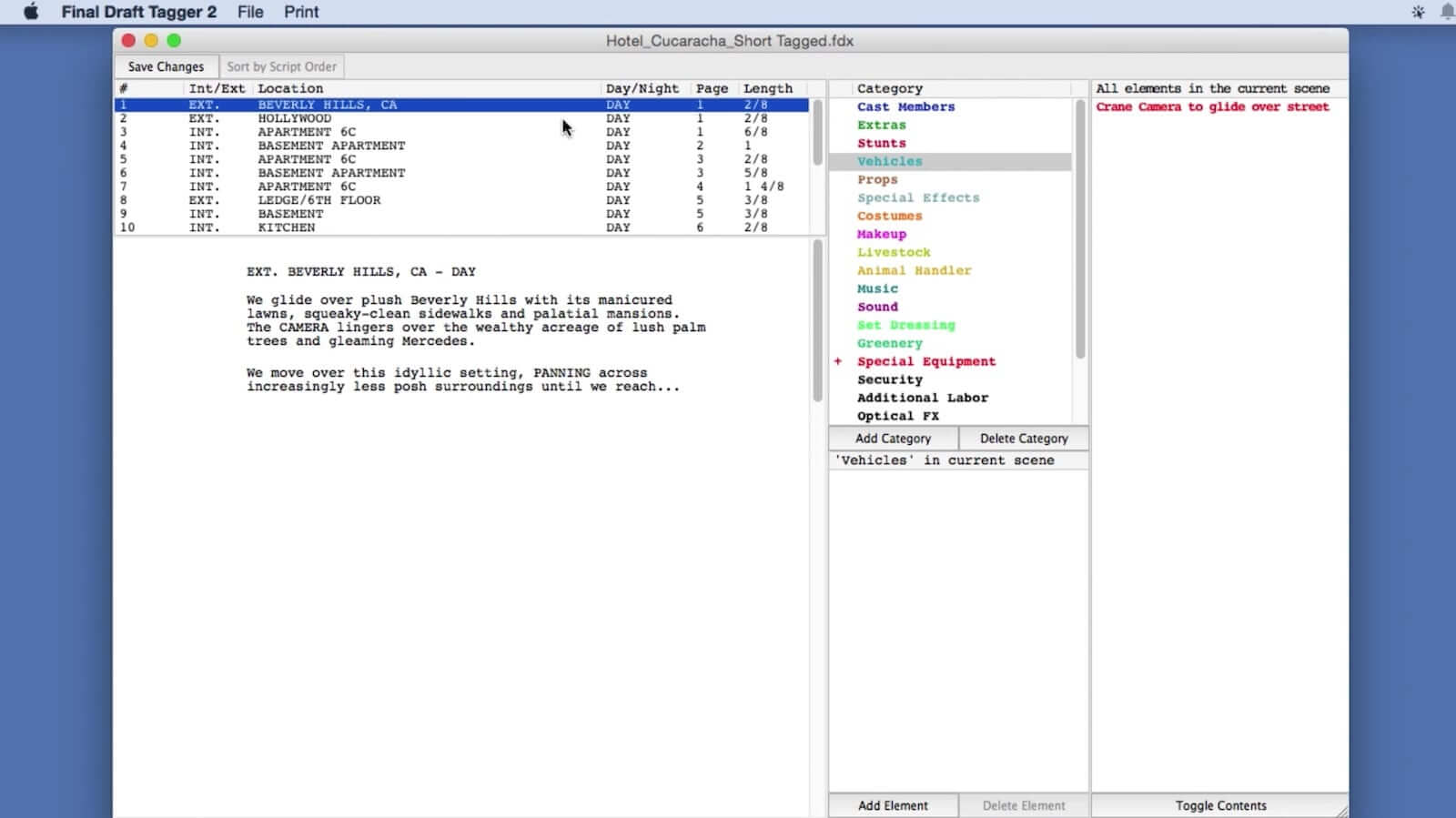 How to Make A Script Breakdown Sheet with Final Draft Tagger - View Scene Elements