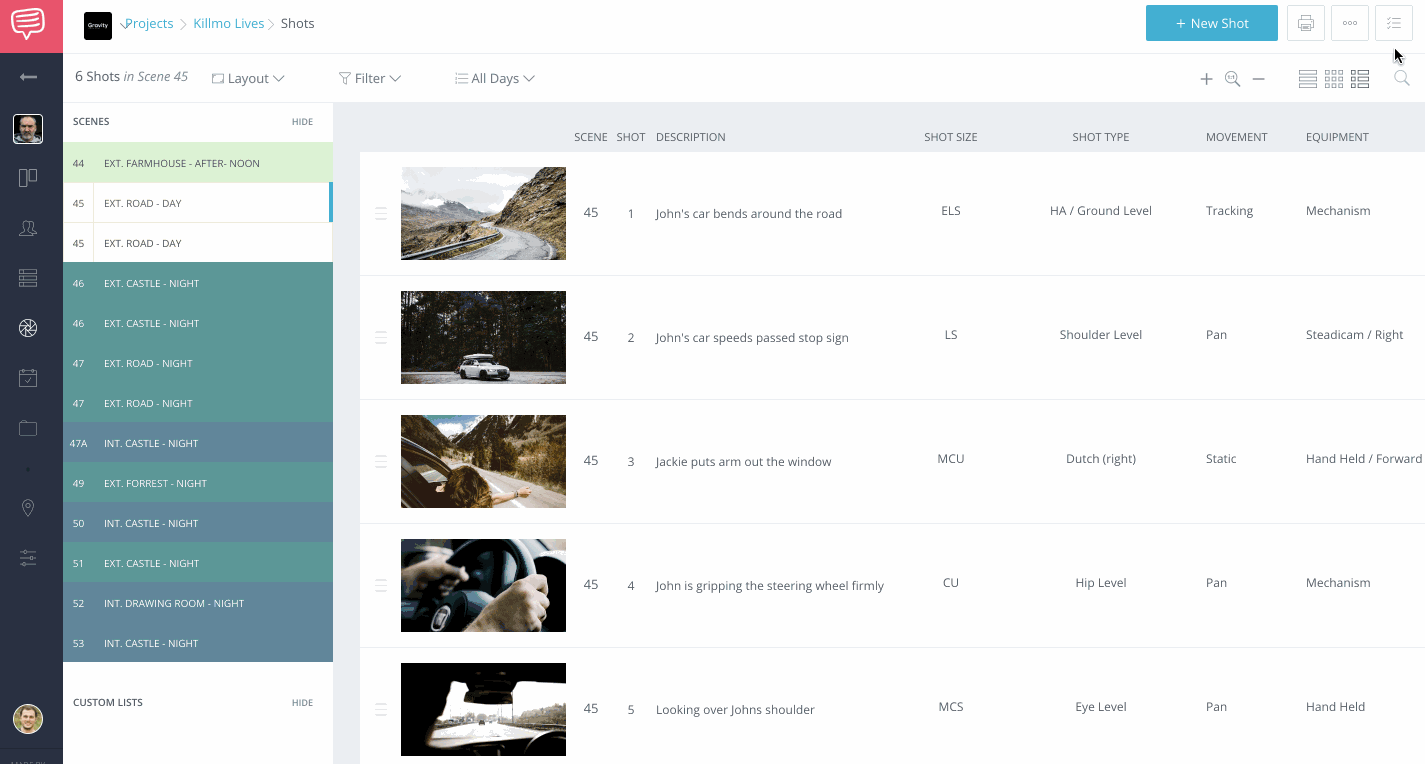 Introducing Shot Lists - Complete Customization, Intuitive Interface - Collaborate Film Crew Workflow Introducing Shot Lists - Complete Customization, Intuitive Interface - Collaborate Film Crew Workflow