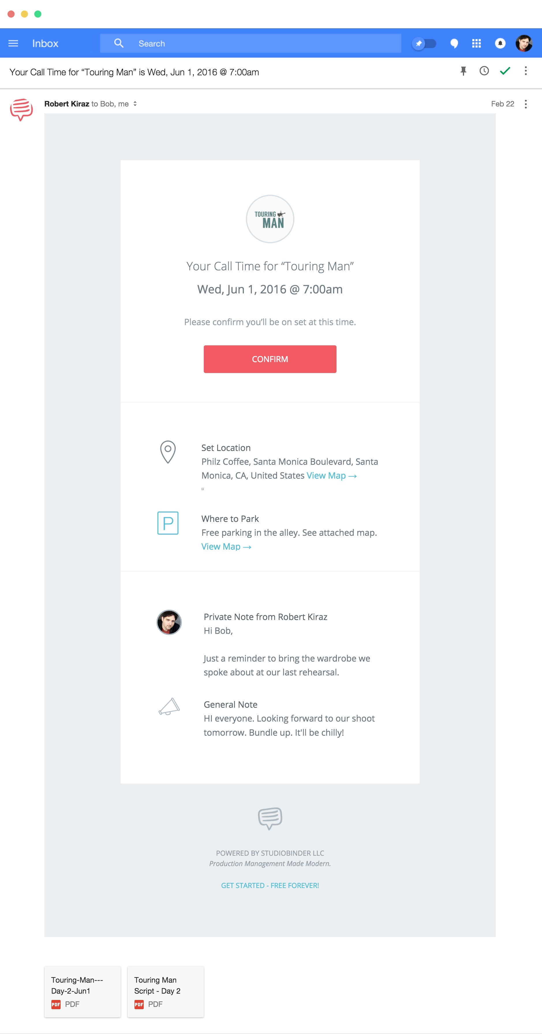 Sample Call Sheet Example Email | StudioBinder Sample Call Sheet Example Email | StudioBinder