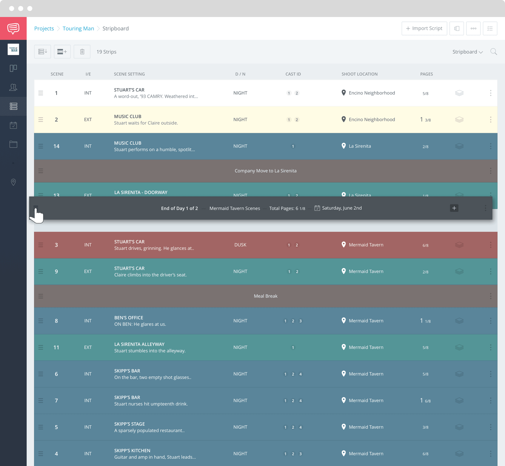 StudioBinder Stripboard Shooting Schedule Film Scheduling Software