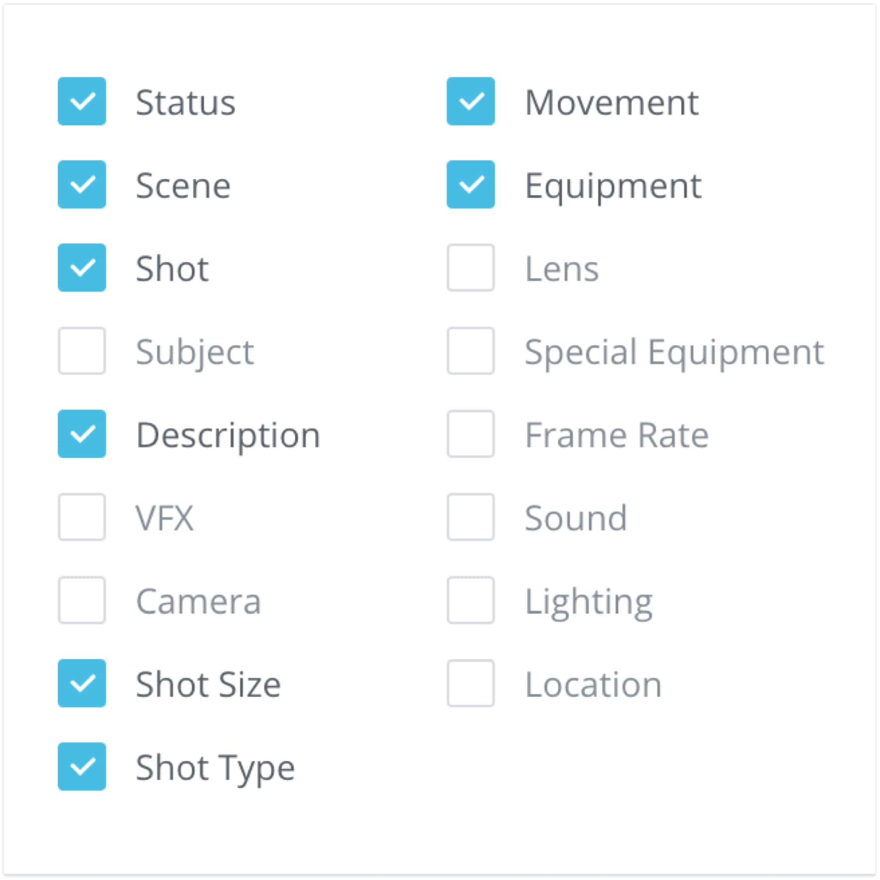 Introducing Shot List and Storyboard Reports - Camera angle specifications