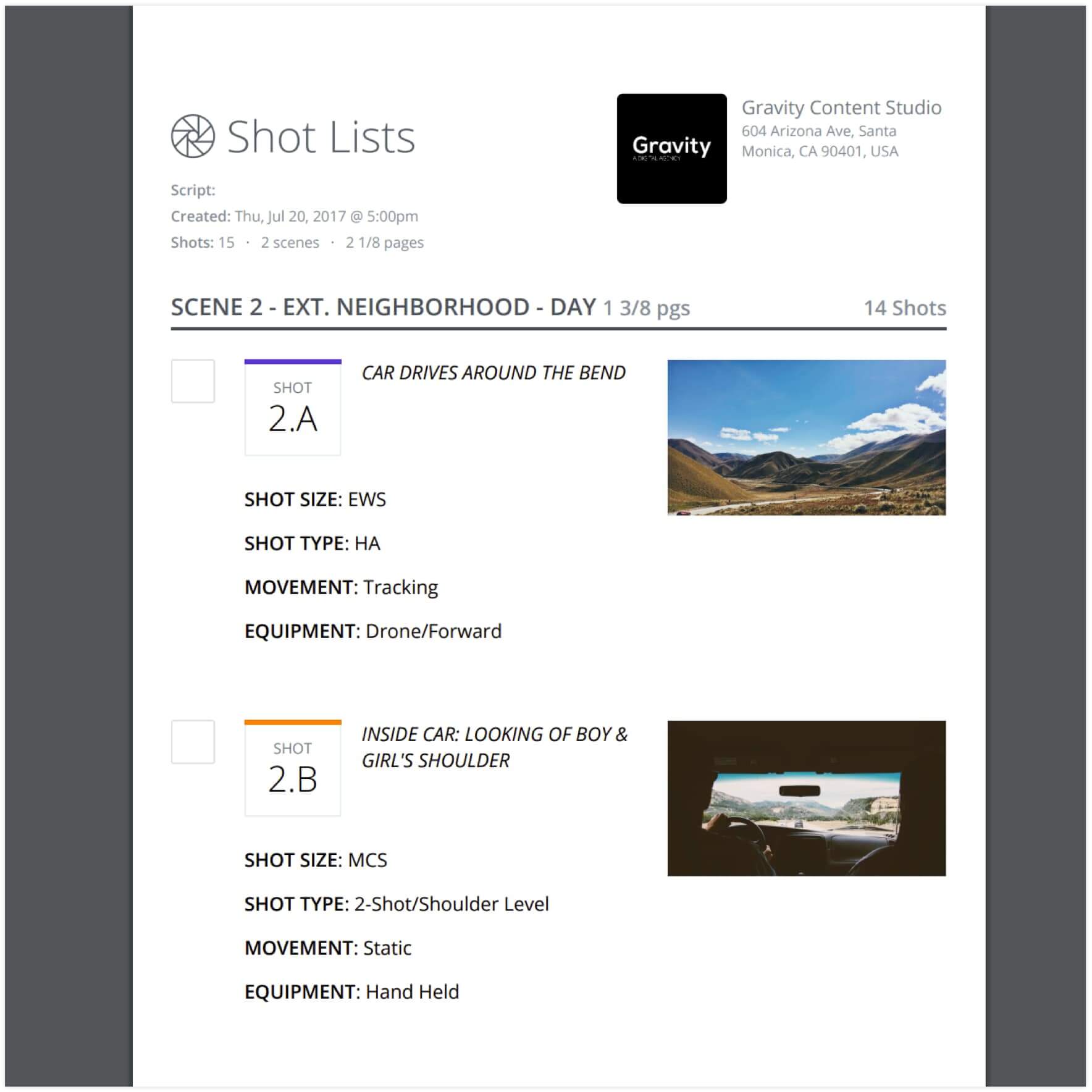 Introducing Shot List and Storyboard Reports - Print-friendly