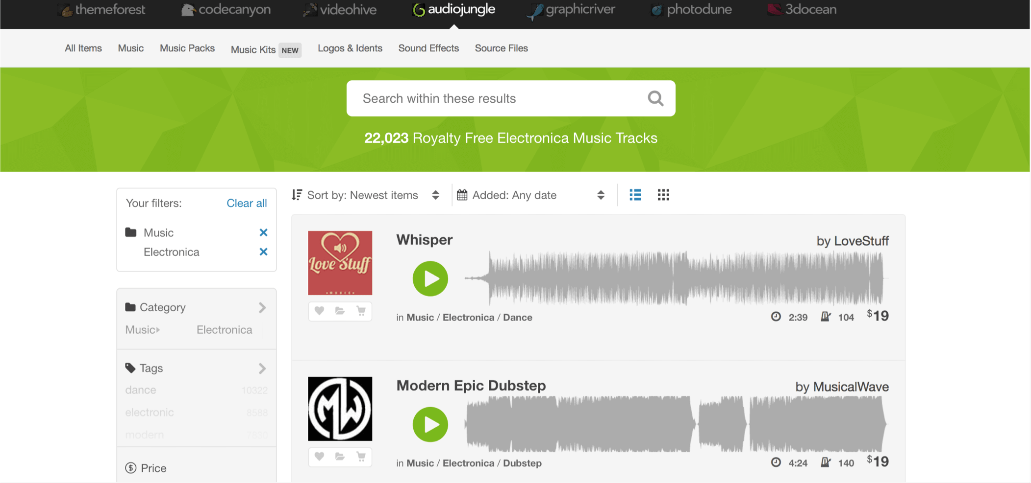 Best Stock Music Sites for Video Creators - Audiojungle - StudioBinder