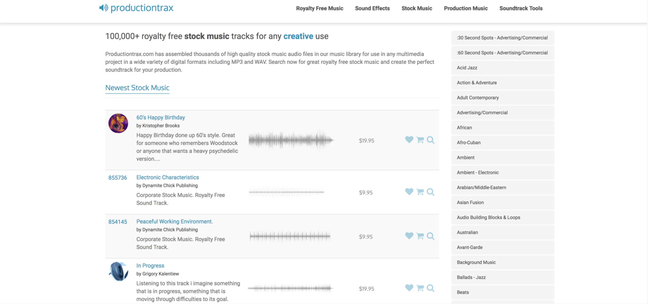 Best Stock Music Sites for Video Creators - Productiontrax - StudioBinder