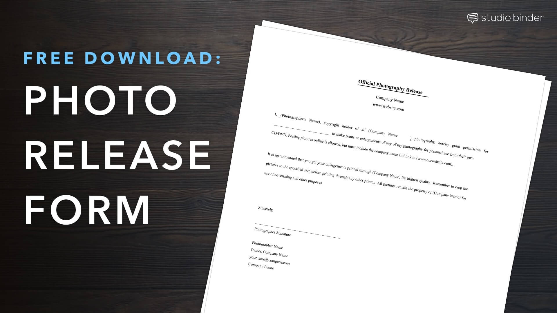 Free photo release forms Free photo release forms