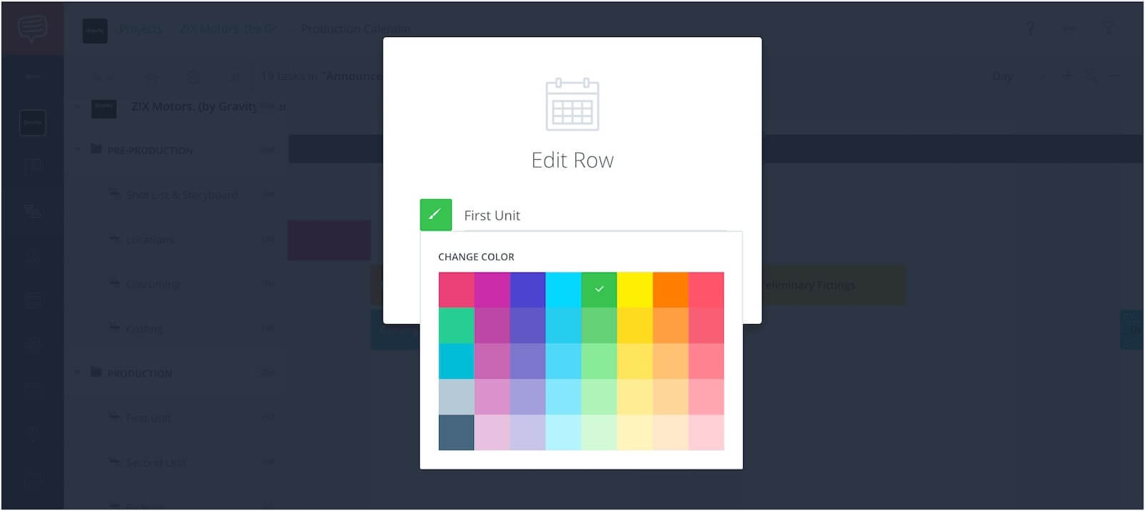 Photo, Video and Film Production Calendar Template and Software - - Edit Row - StudioBinder Photo, Video and Film Production Calendar Template and Software - Edit Row - StudioBinder