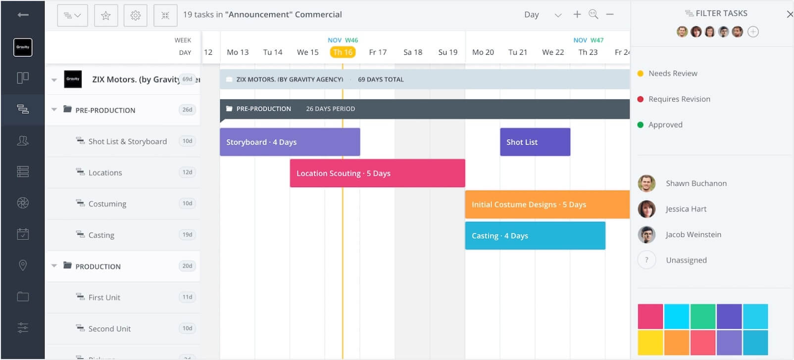 Photo, Video and Film Production Calendar Template and Software - Filter Tasks - StudioBinder Photo, Video and Film Production Calendar Template and Software - Filter Tasks - StudioBinder