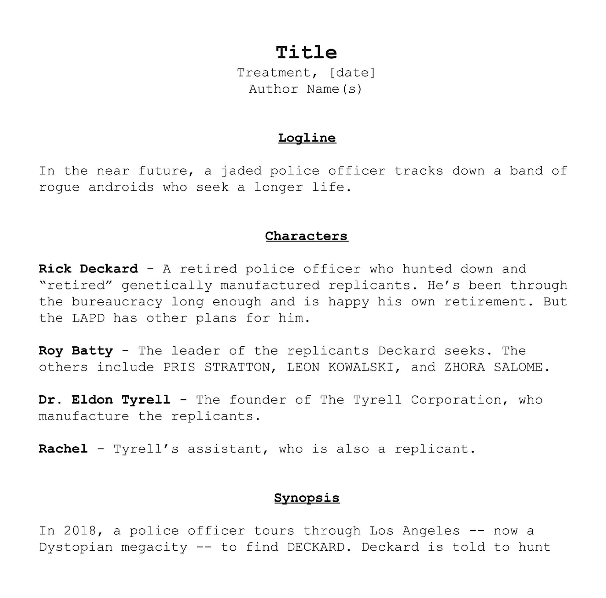 Free Film Treatment Template for Filmmakers - Free Download - StudioBinder Free Film Treatment Template for Filmmakers - Free Download - StudioBinder