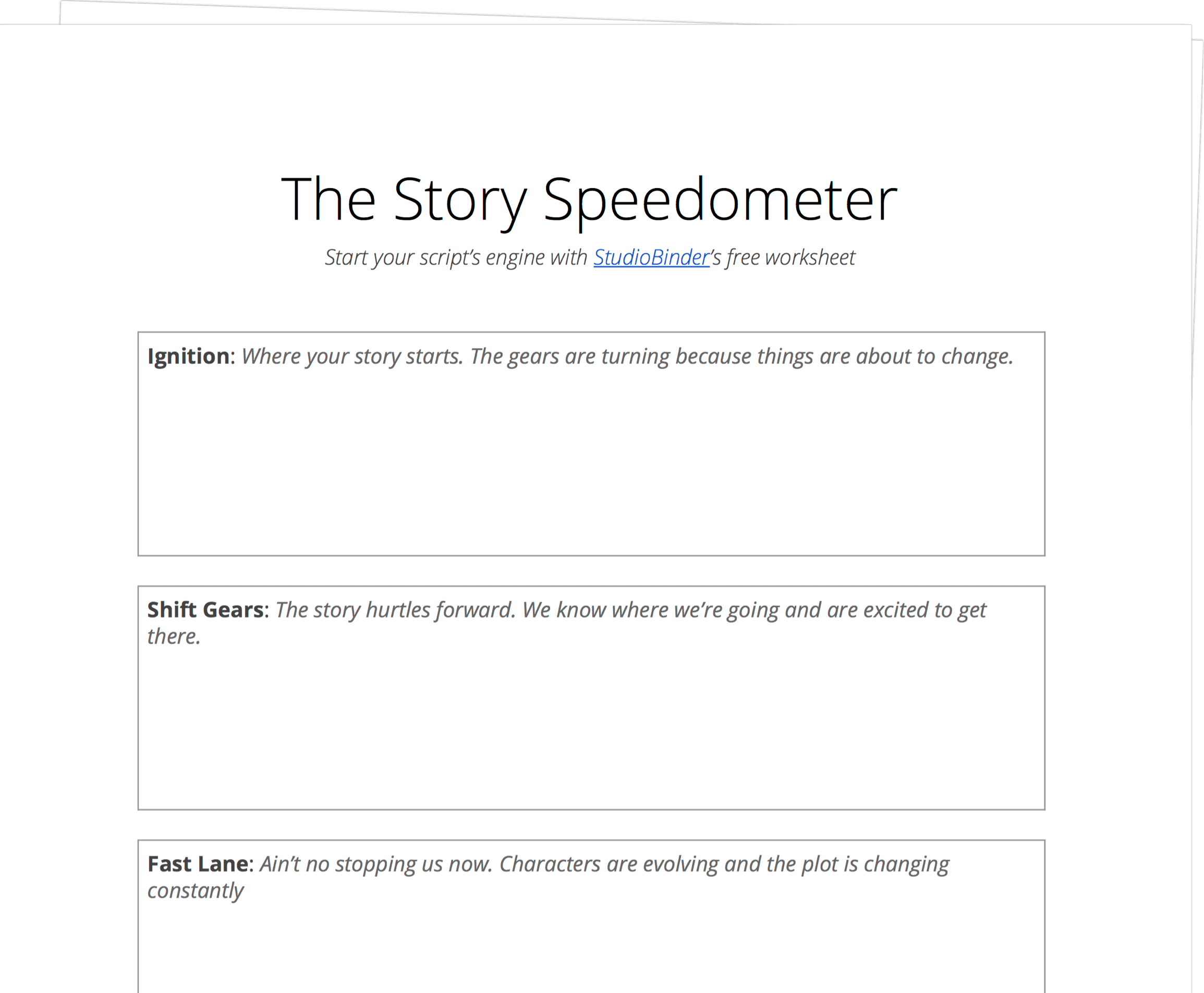 Story Speedometer Worksheet - StudioBinder - Exit Intent Story Speedometer Worksheet - StudioBinder - Exit Intent