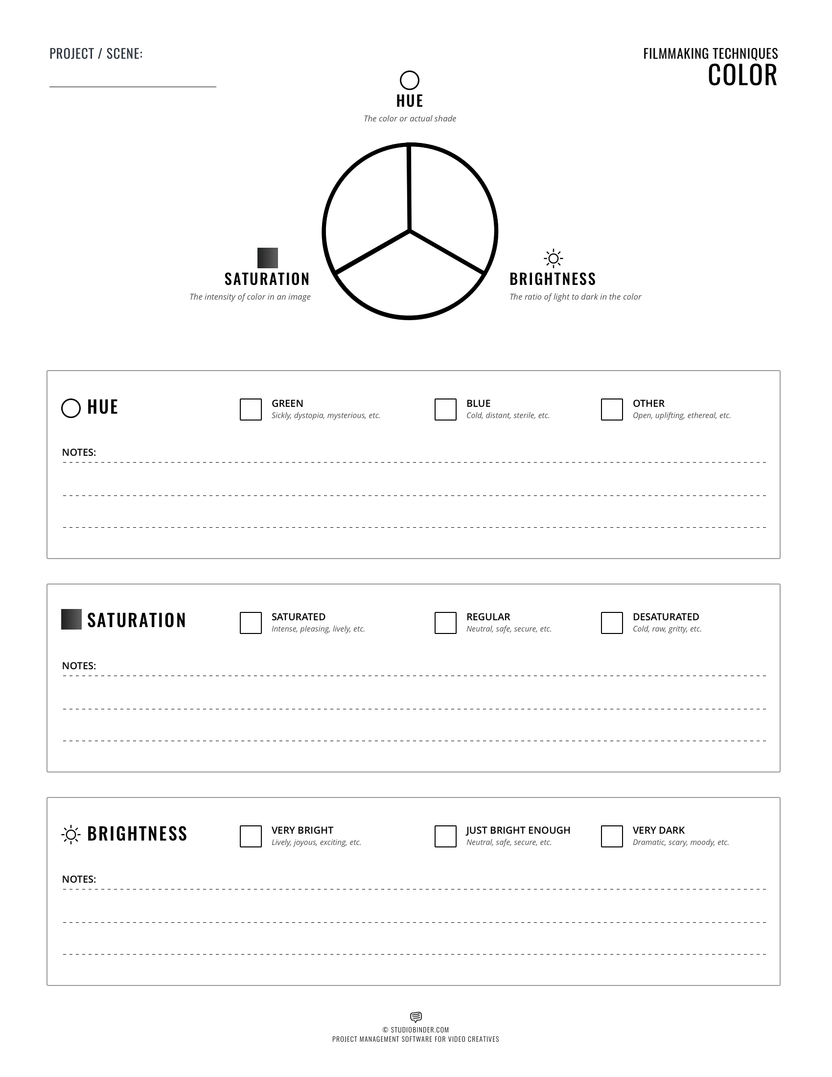 Film Color Worksheet - In-Post - StudioBinder Film Color Worksheet - In-Post - StudioBinder
