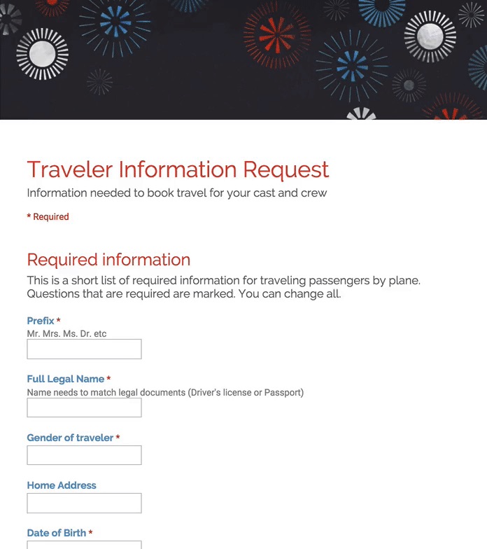 Travel form to Book flights for film crew | StudioBinder