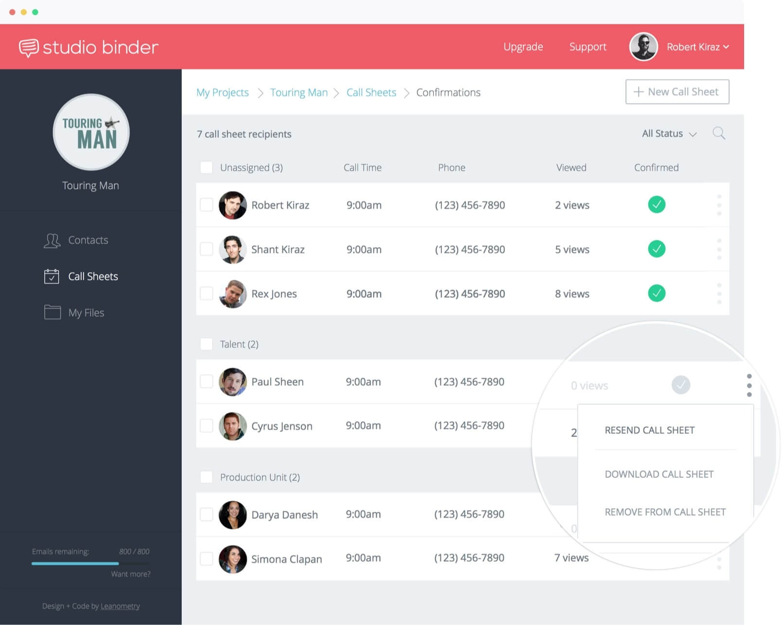 Monitor Call Sheet Views and Confirmations | StudioBinder