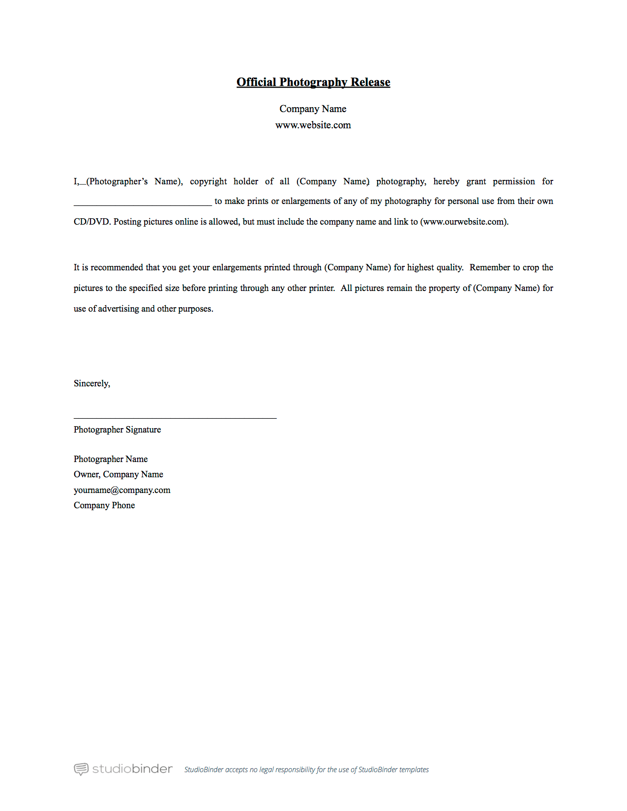 Why You Should Have a Photo Release Form Template