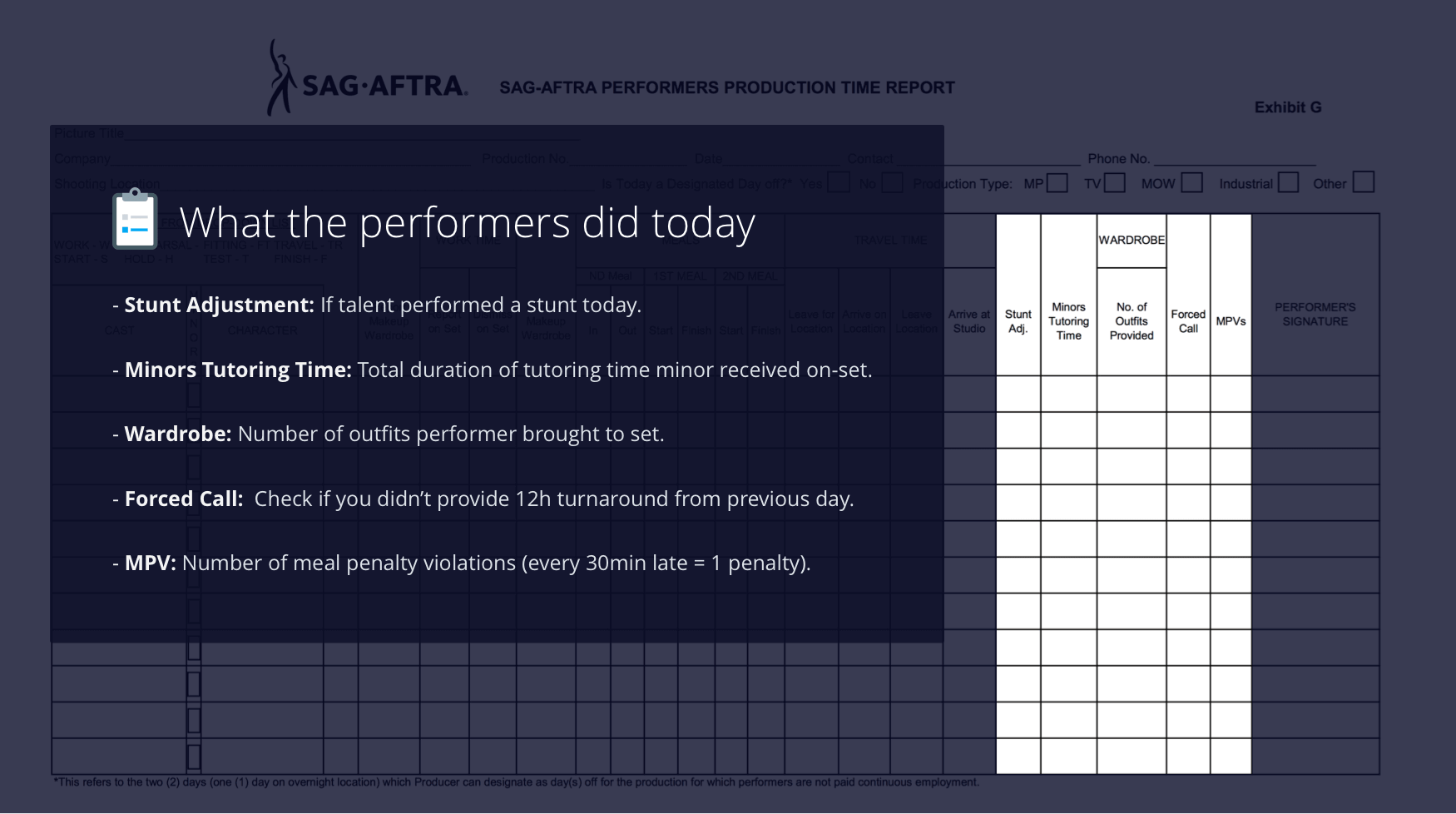 3-SAG Exhibit G - What Performers Did - StudioBinder