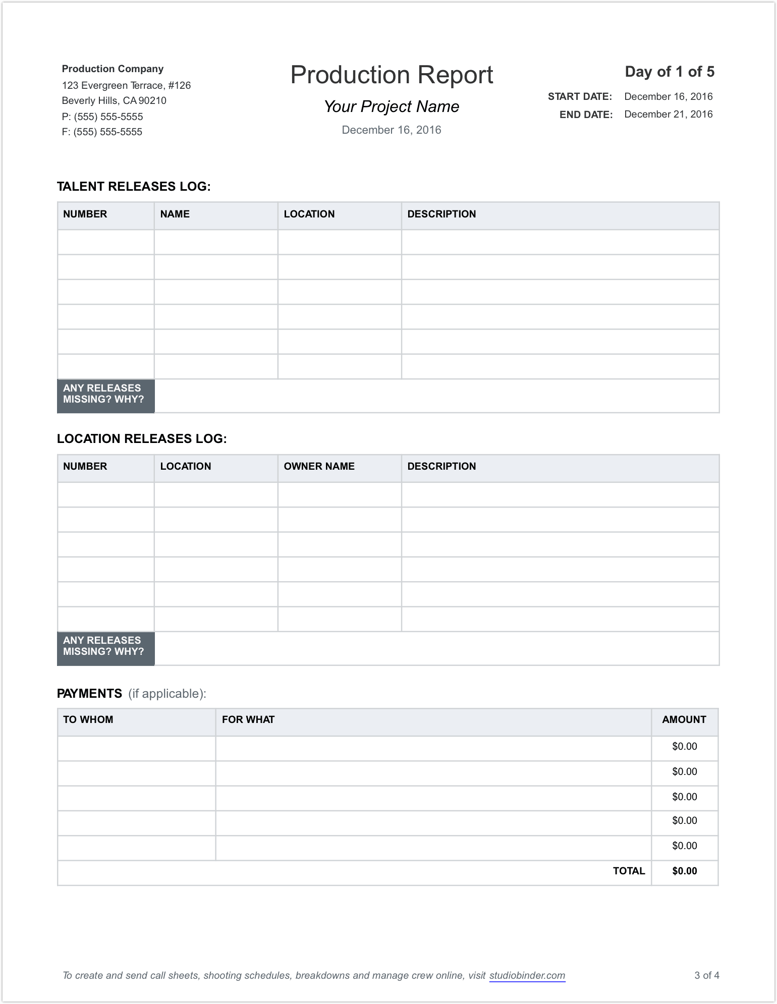 Download FREE Daily Production Report Template