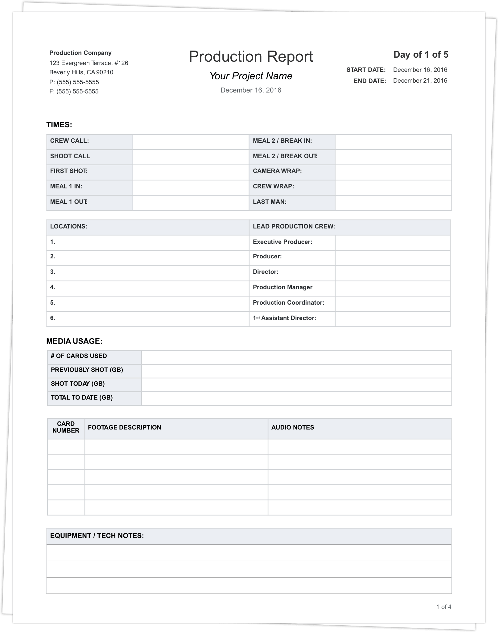 Daily Production Report Template Stack StudioBinder