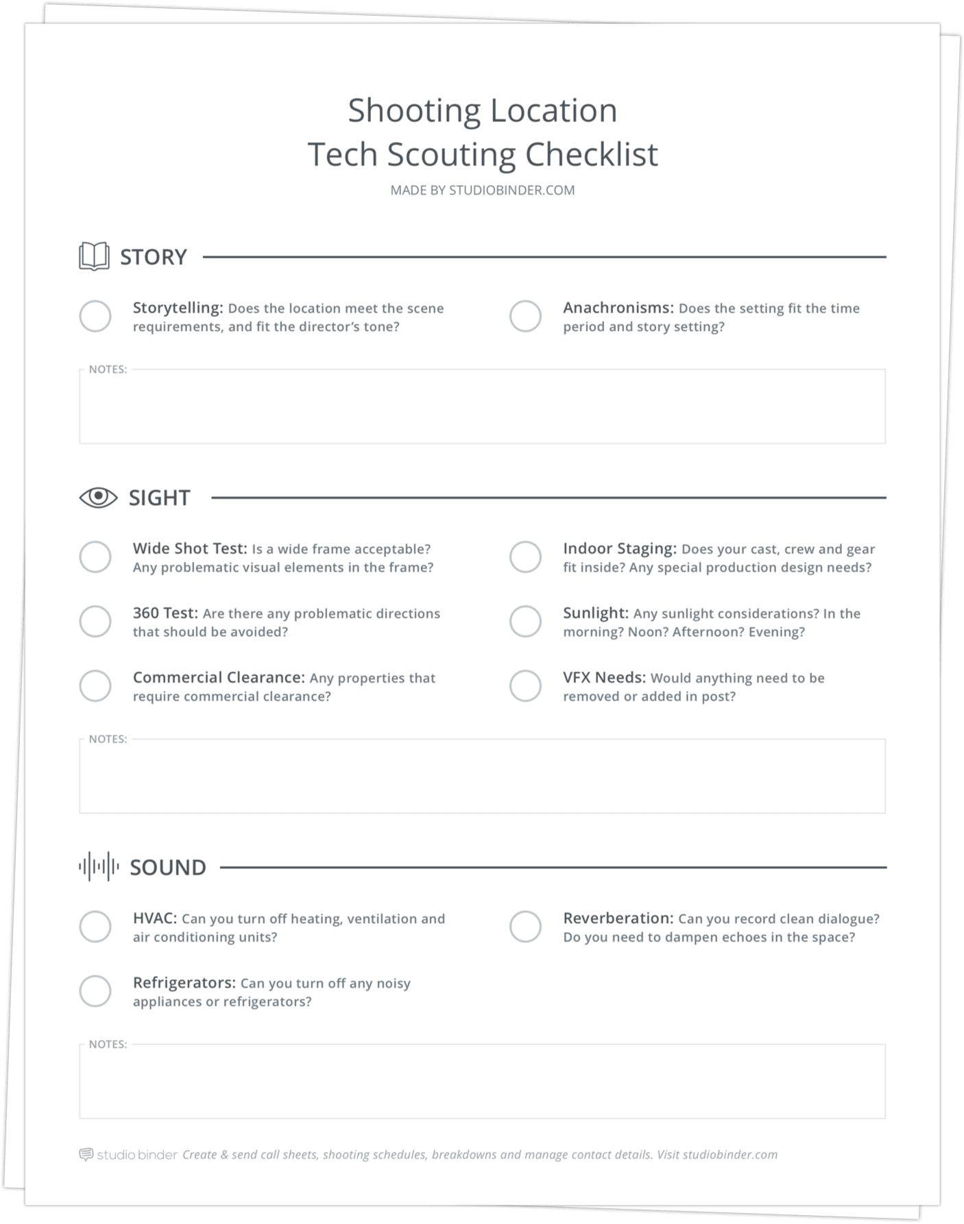How to Use Color in Film - Ebook Cover Location Tech Scouting Checklist - Stack - StudioBinder