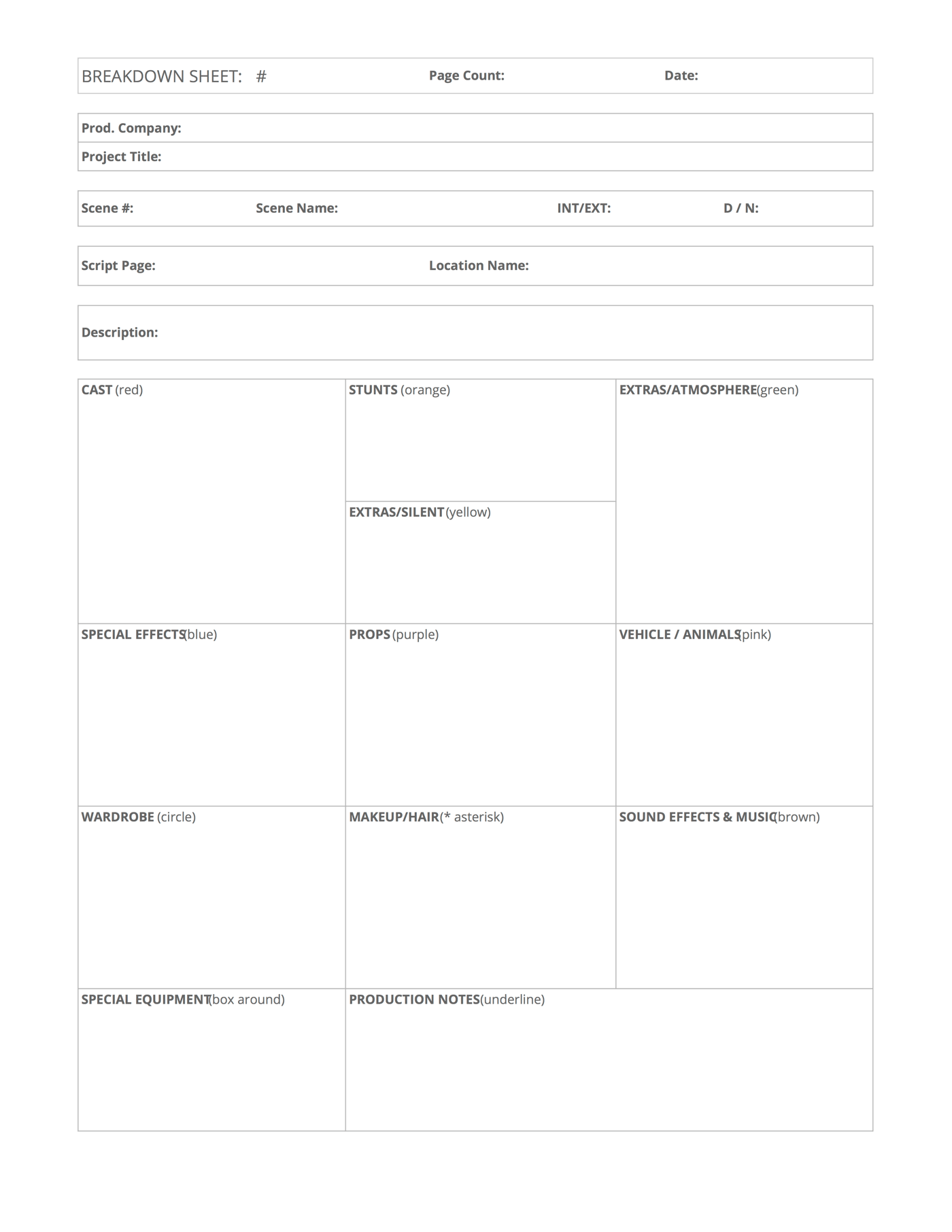 Download FREE Script Breakdown Sheet Template With Regard To Shooting Script Template Word