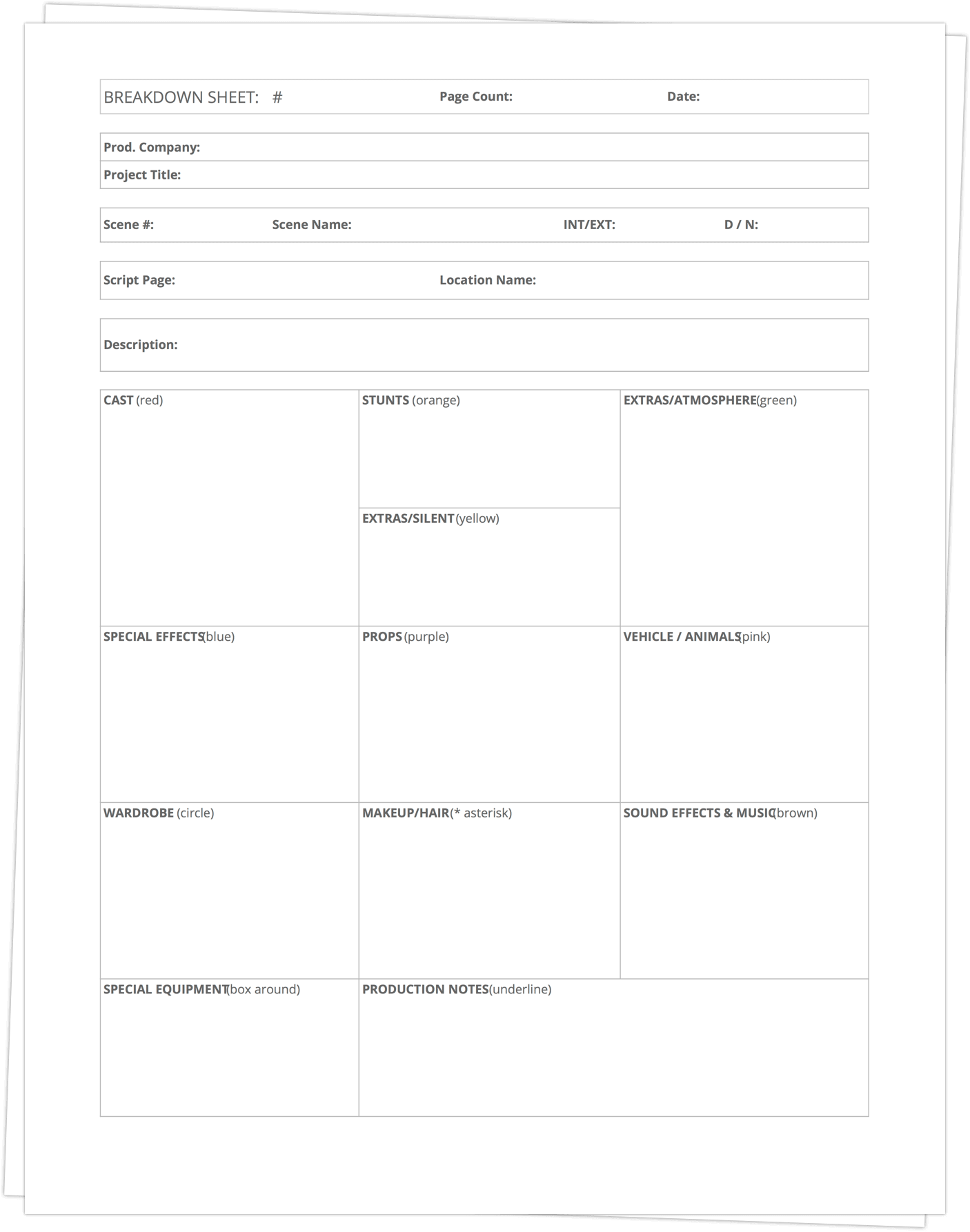 Download Free Script Breakdown Sheet Template