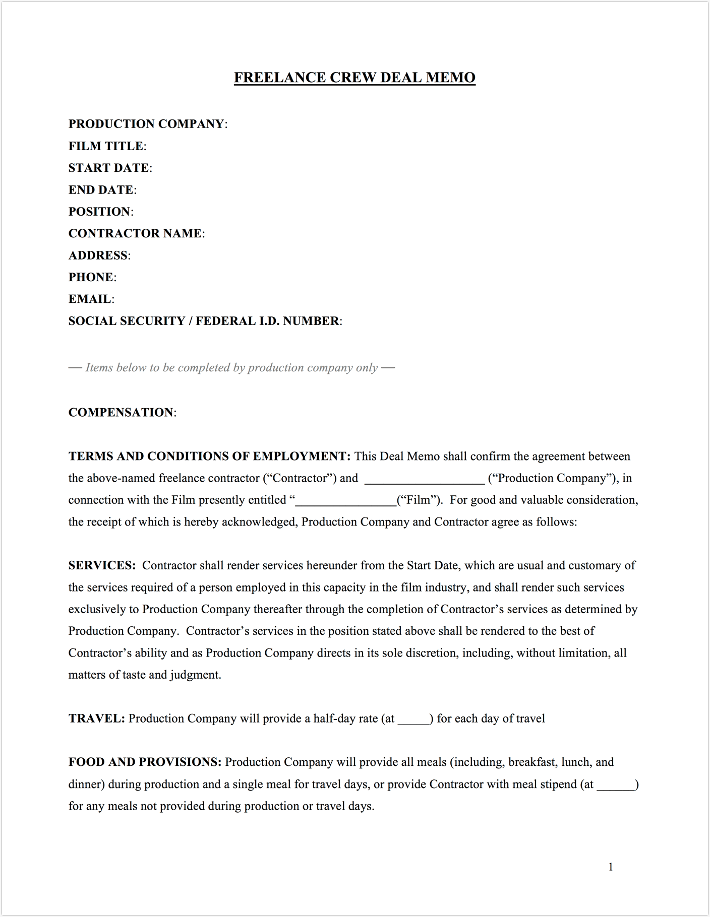 Freelance Crew Deal Memo Template -1 - StudioBinder