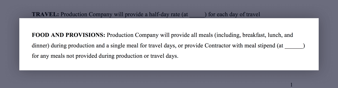 Mastering the Crew Deal Memo Template - 06 - Food and Provisions - StudioBinder