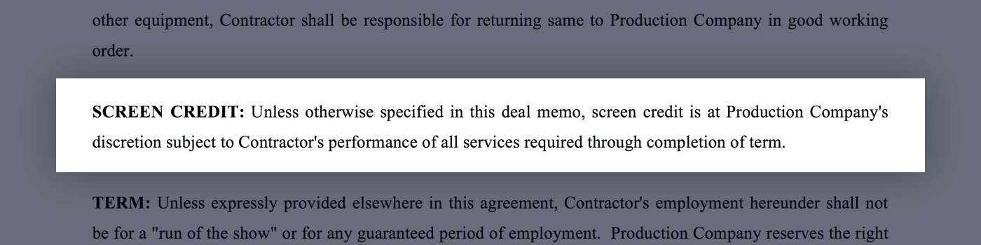 Mastering the Crew Deal Memo Template - 14 - Screen Credit - StudioBinder
