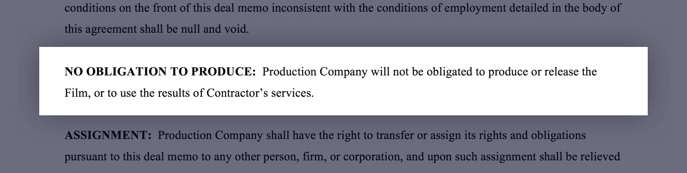 Mastering the Crew Deal Memo Template - 22 - No Obligation To Produce - StudioBinder