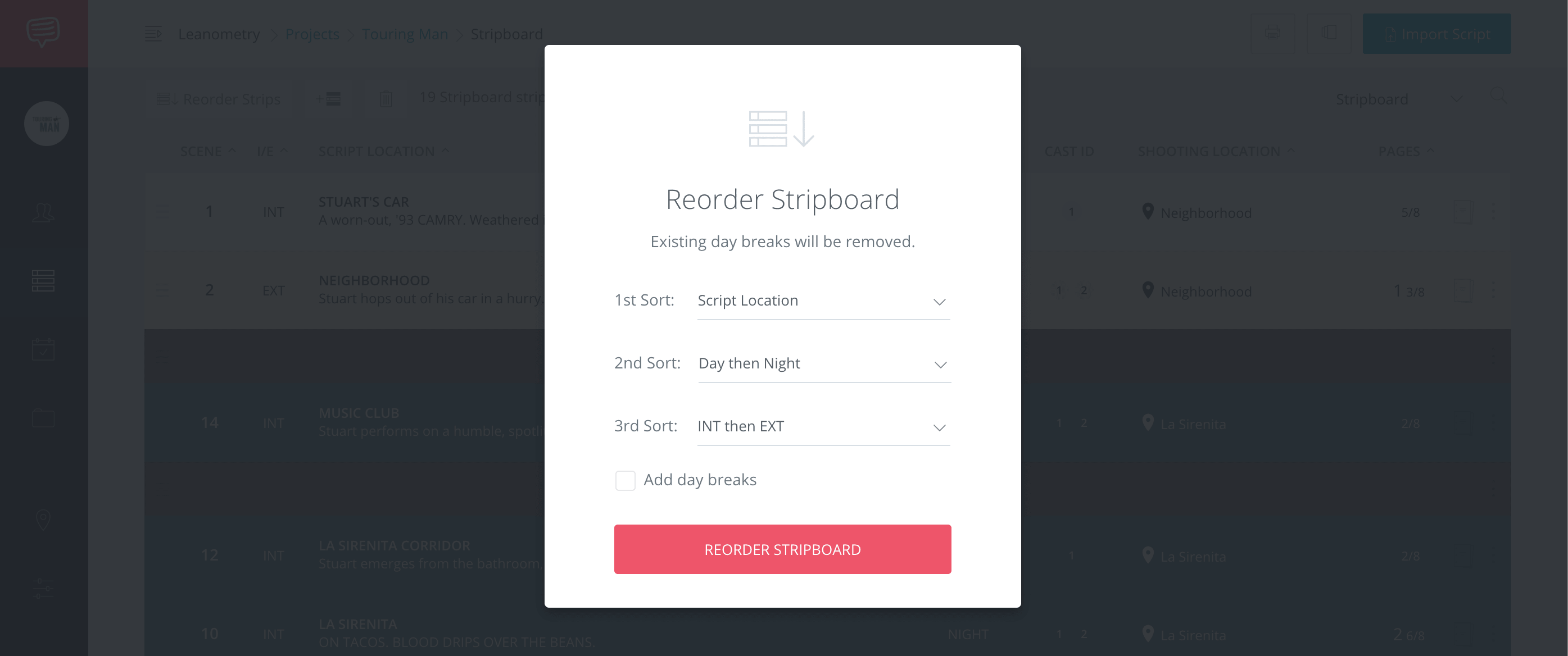 scheduling document