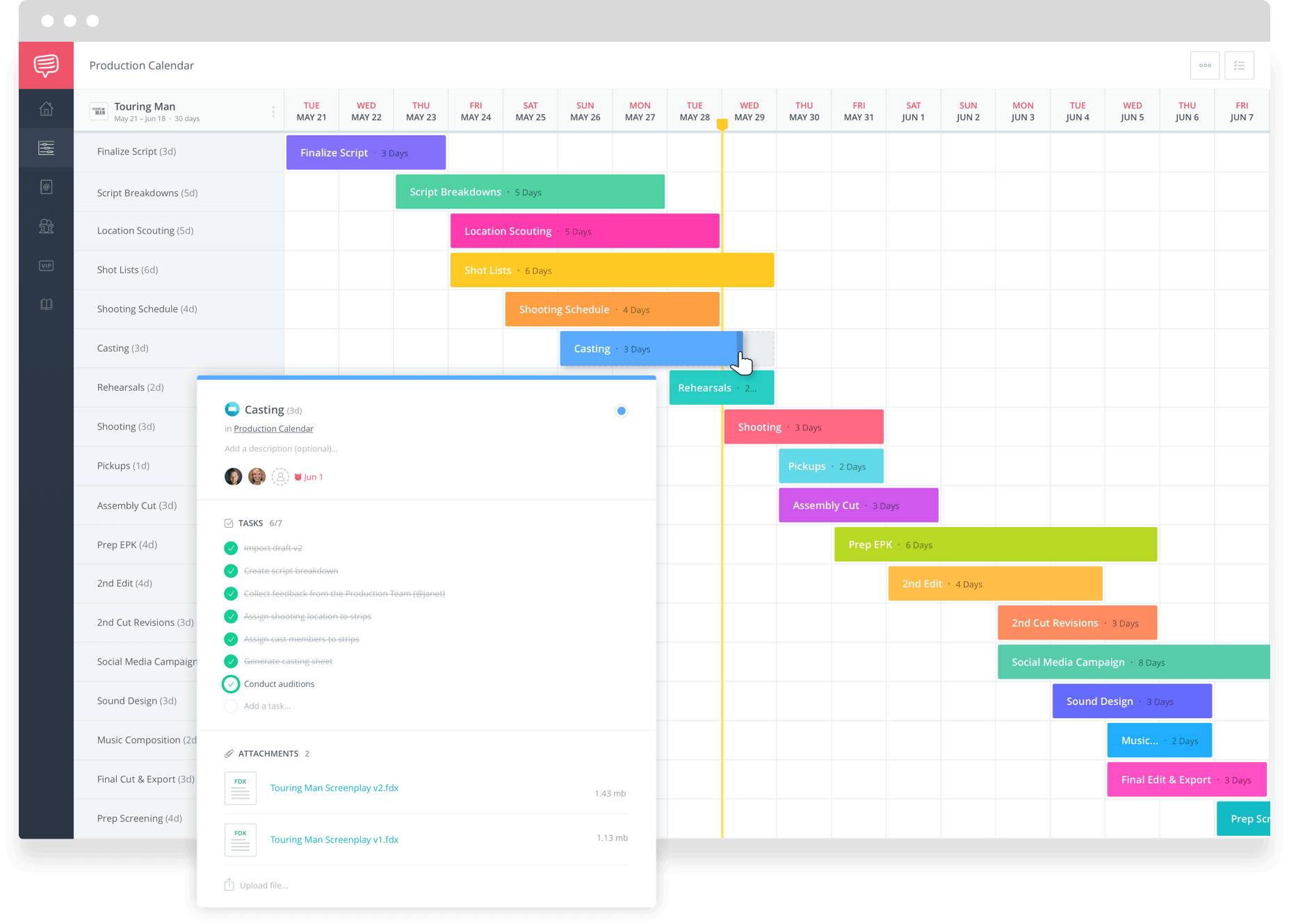 StudioBinder Film Production Calendar and Schedule