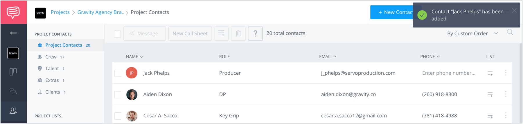Create a FREE Film Production Crew Contact List with StudioBinder