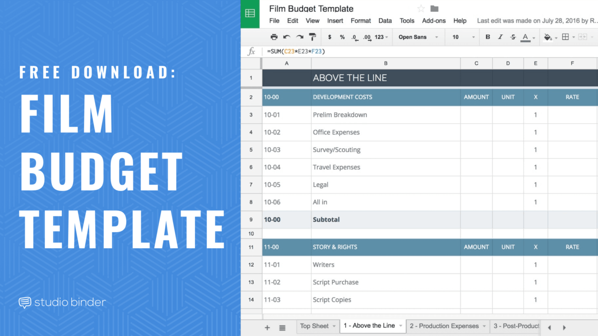 download your free film budget template for film amp video film budget spreadsheet